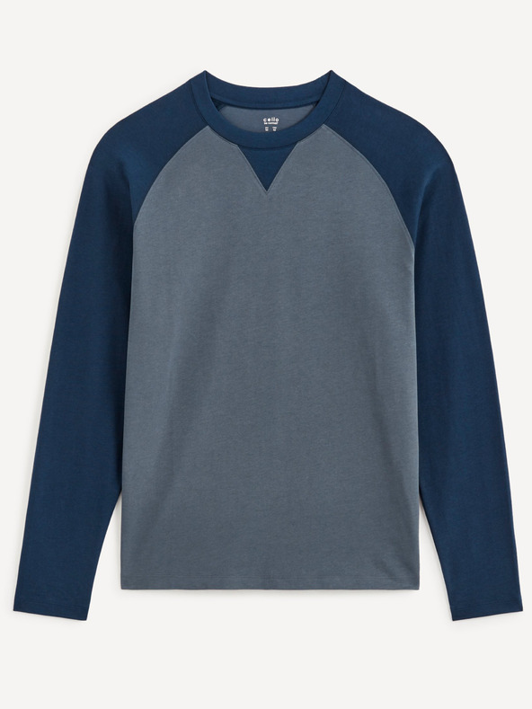 Celio Синя сива мъжка тениска с дълъг ръкав Celio Cesolrag