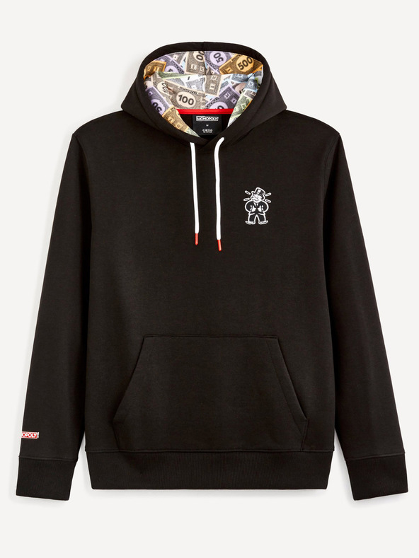 Celio Мъжки черен суитчър с щампа Celio Monopoly
