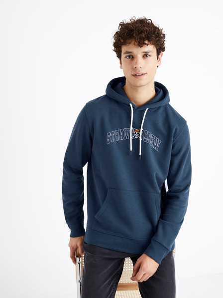 Celio Синя мъжка едноцветна качулка Celio