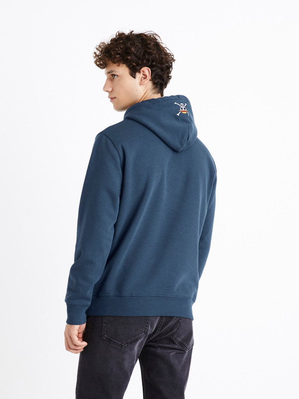 Celio Синя мъжка едноцветна качулка Celio