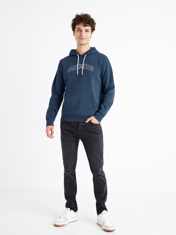 Celio Синя мъжка едноцветна качулка Celio