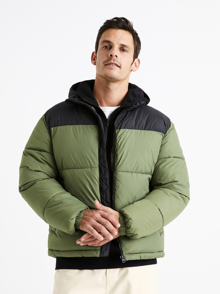 Celio Черно-зелено мъжко ватирано зимно яке Celio Cutrek