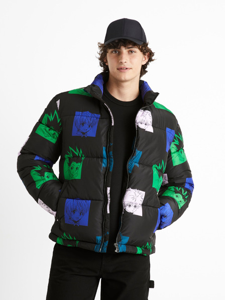 Celio Зелено и черно мъжко ватирано зимно яке Celio Hunter & Hunter