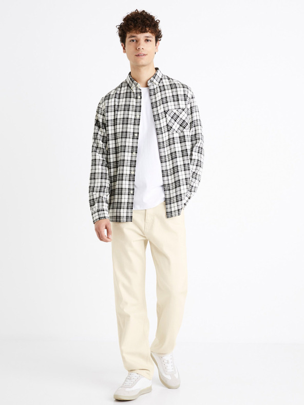 Celio Черна карирана фланелена риза Celio Canewto