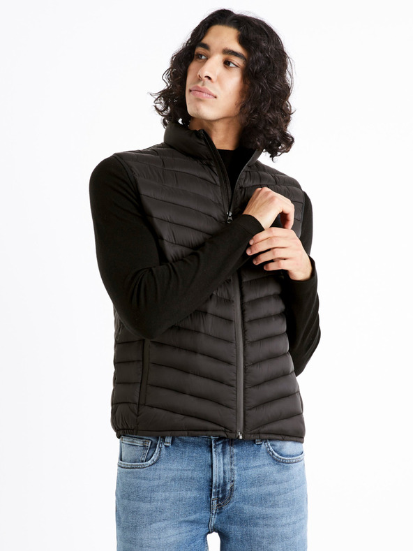 Celio Черна мъжка ватирана жилетка Celio Dulock