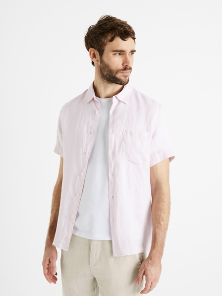 Celio Светлорозова мъжка ленена риза Celio Damarlin