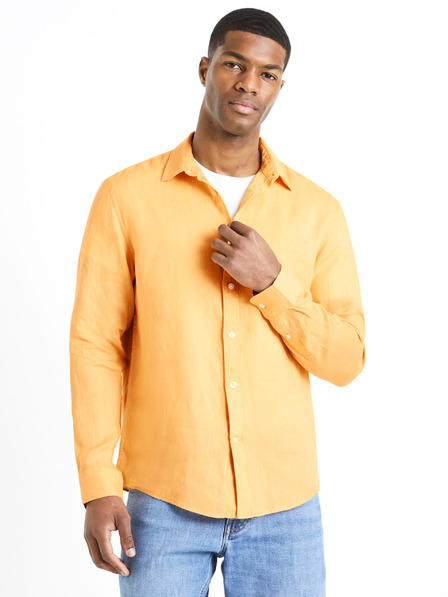 Celio Оранжева мъжка ленена риза Celio Daflix