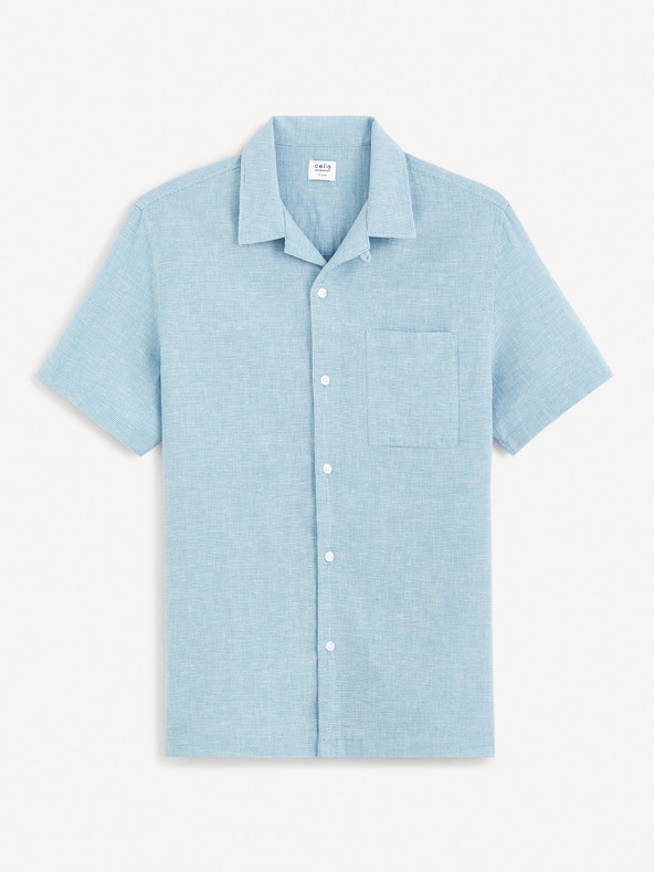 Celio Светлосиня мъжка ленена риза Celio Fatext