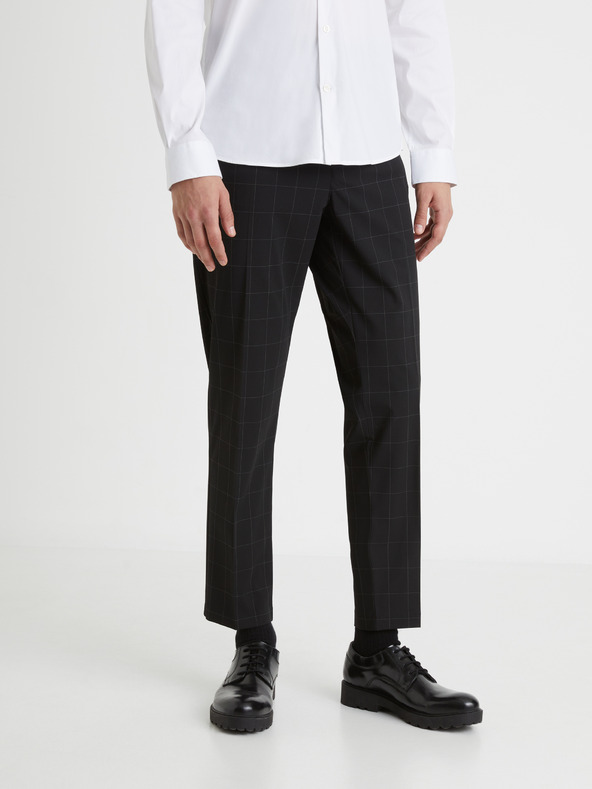 Celio Черен мъжки кариран скъсен панталон Celio Fonoel