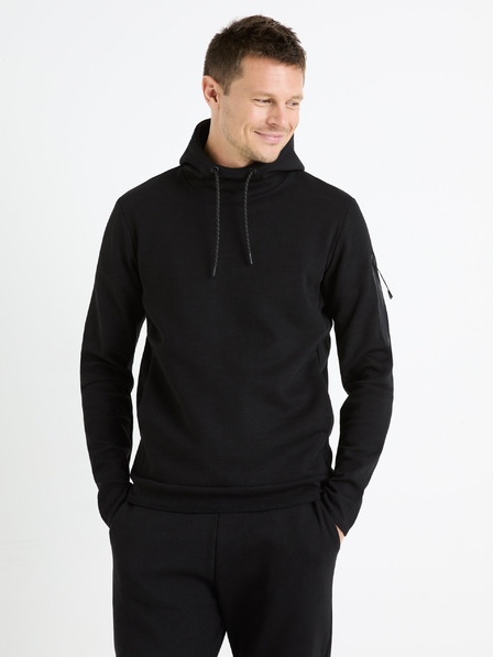 Celio Черна мъжка блуза с качулка Celio Feyokehood