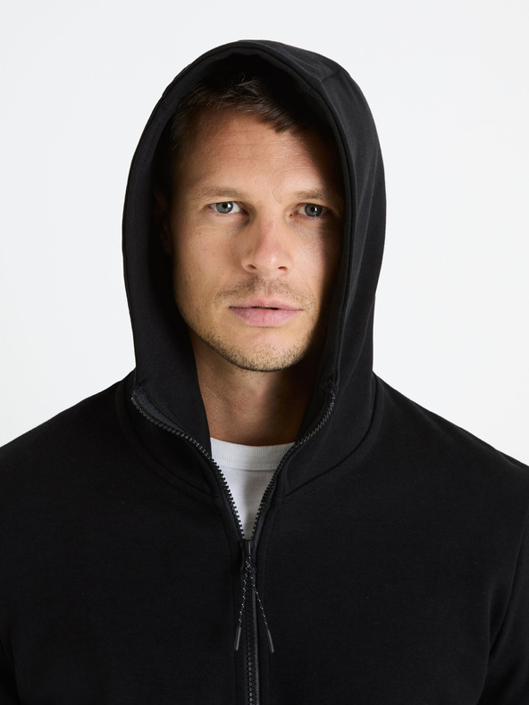 Celio Черно мъжко яке с качулка Celio Fenewyoke