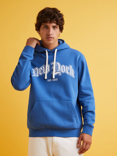 Celio Син мъжки пуловер с качулка Celio Fecago