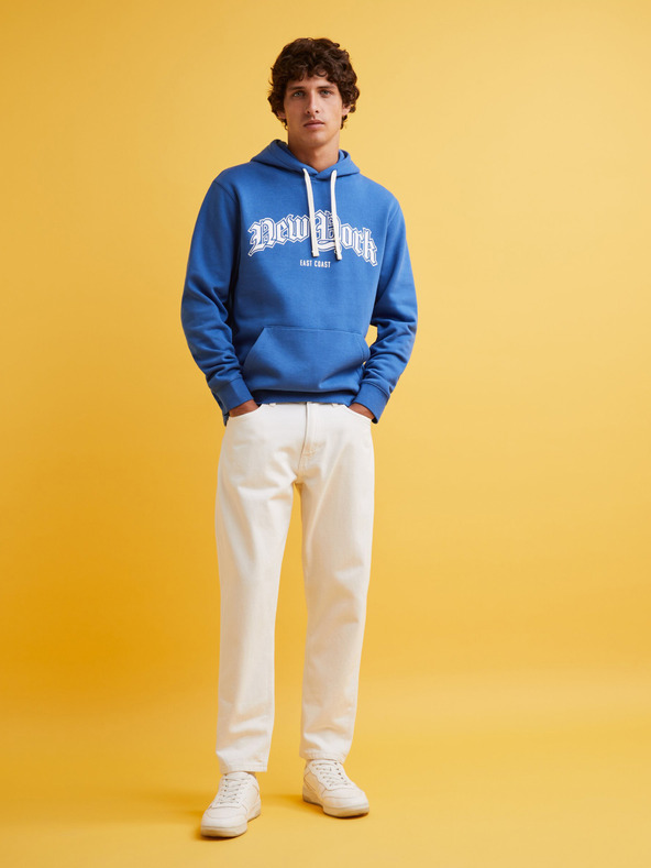 Celio Син мъжки пуловер с качулка Celio Fecago