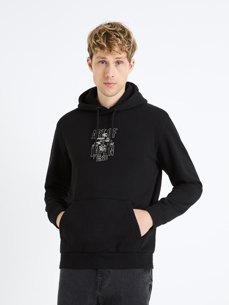 Celio Черен мъжки пуловер с качулка Celio Fejabowl