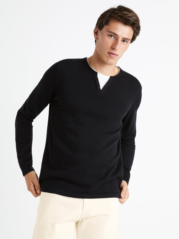 Celio Черен мъжки пуловер Celio Felano