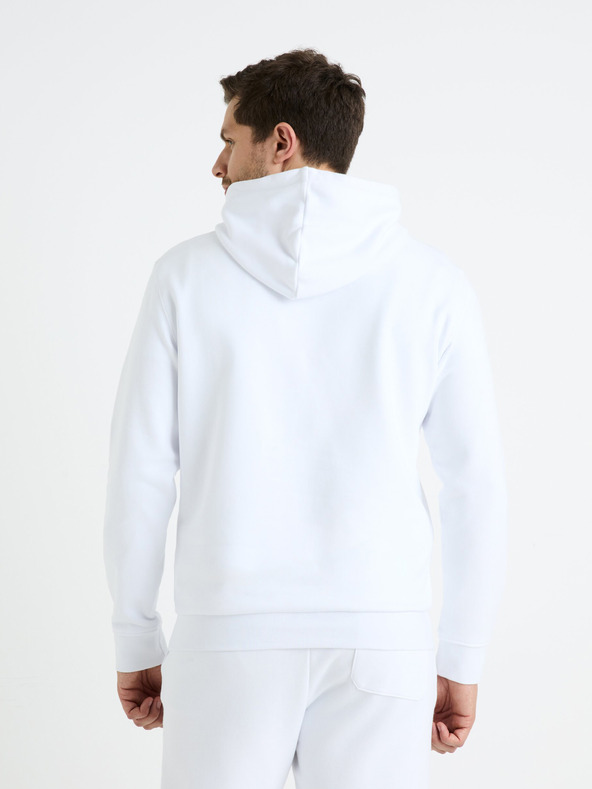 Celio Бял мъжки суитшърт с качулка Celio Fesix