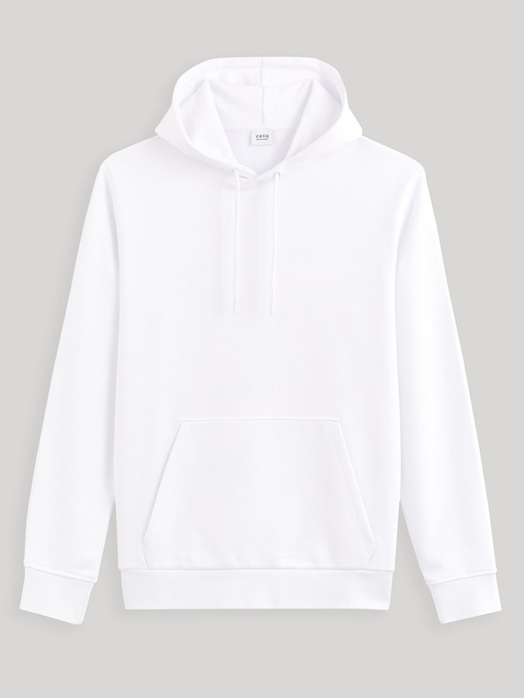 Celio Бял мъжки суитшърт с качулка Celio Fesix