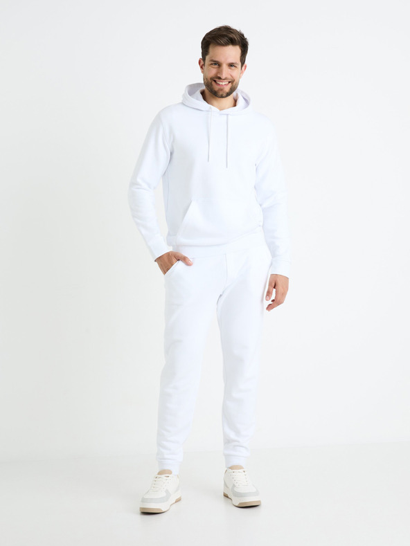 Celio Бял мъжки суитшърт с качулка Celio Fesix