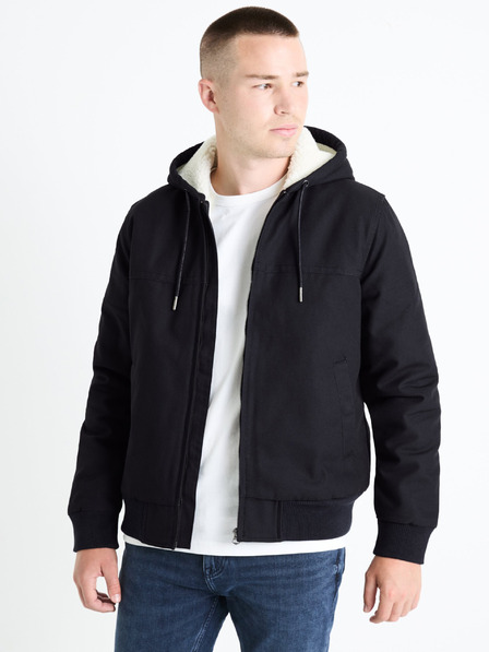 Celio Тъмносиньо мъжко яке от изкуствена кожа Celio Fuhoodie