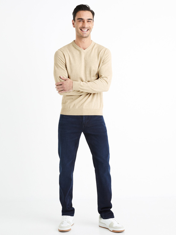 Celio Бежов мъжки основен пуловер Celio Decotonv