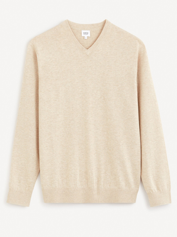 Celio Бежов мъжки основен пуловер Celio Decotonv