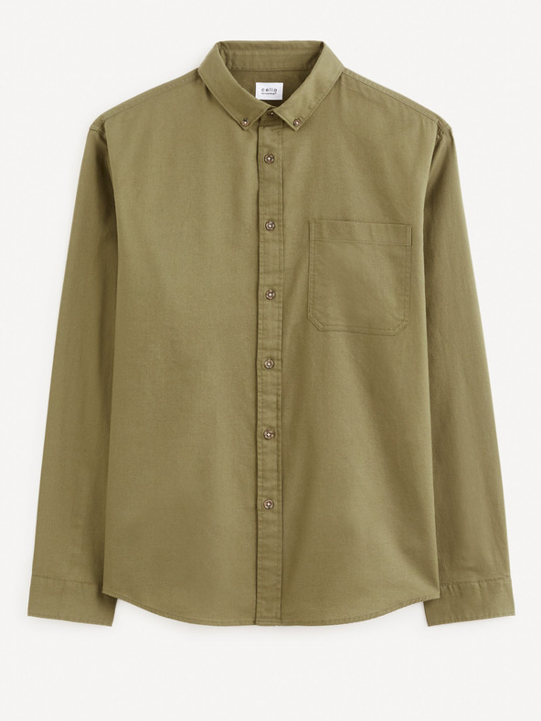 Celio Мъжка риза в цвят каки Celio Farobone2