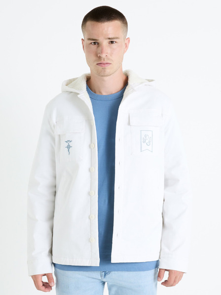 Celio Бяло мъжко зимно яке с изкуствена кожа Celio Fullmetal Alchemist