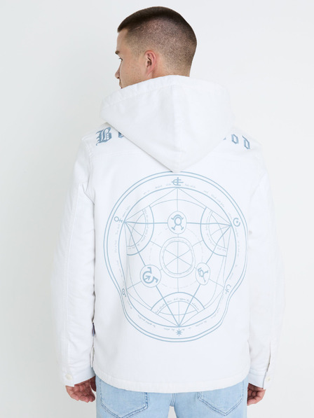 Celio Бяло мъжко зимно яке с изкуствена кожа Celio Fullmetal Alchemist