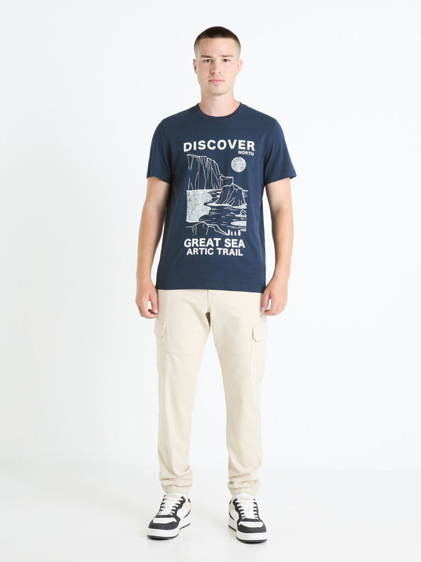 Celio Тъмносиня мъжка тениска с щампа Celio Fedecamp
