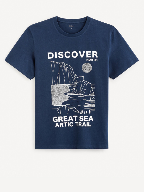 Celio Тъмносиня мъжка тениска с щампа Celio Fedecamp