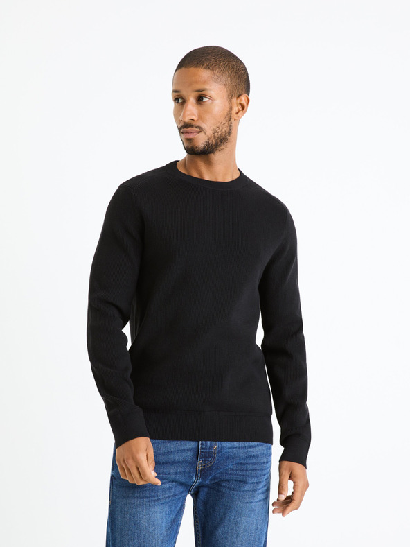 Celio Черен мъжки основен пуловер Celio Femoon