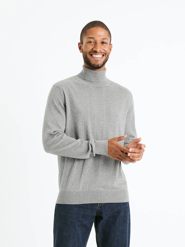 Celio Сив мъжки основен пуловер с ролка Celio Feroll