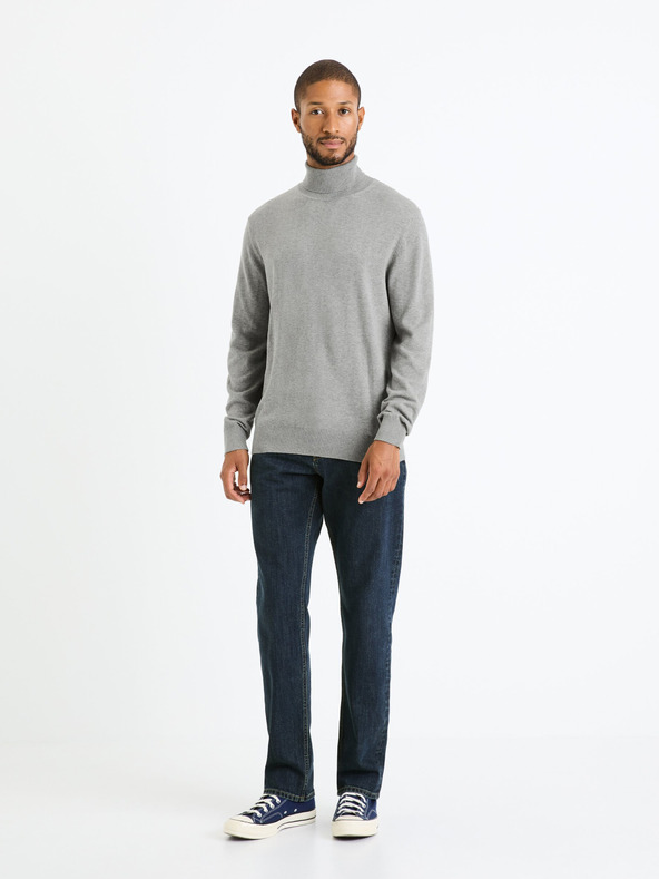 Celio Сив мъжки основен пуловер с ролка Celio Feroll