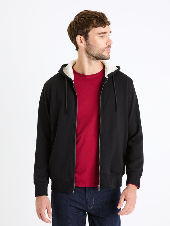 Celio Черна мъжки суитшърт с  качулка и цип Celio Fesherpax