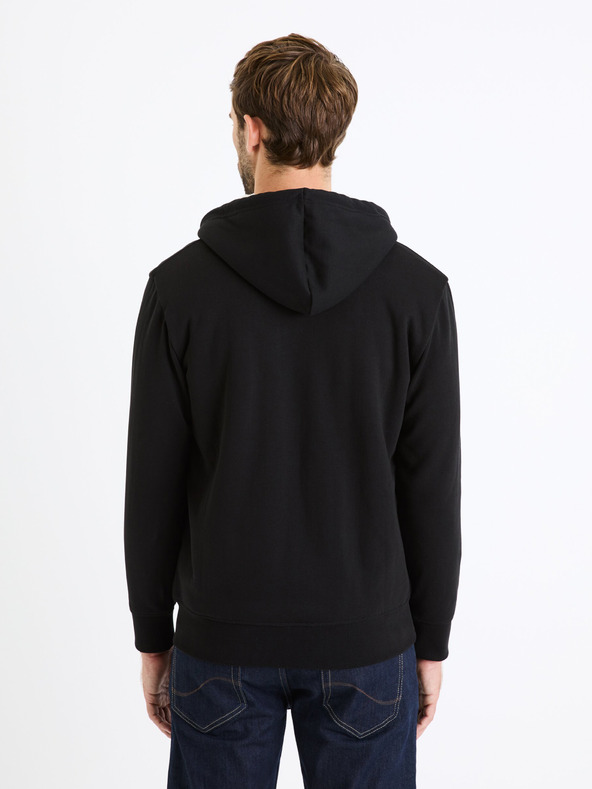 Celio Черна мъжки суитшърт с  качулка и цип Celio Fesherpax