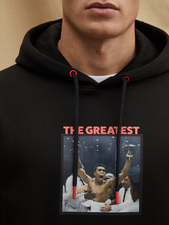 Celio Черен мъжки пуловер с качулка Celio Muhammad Ali