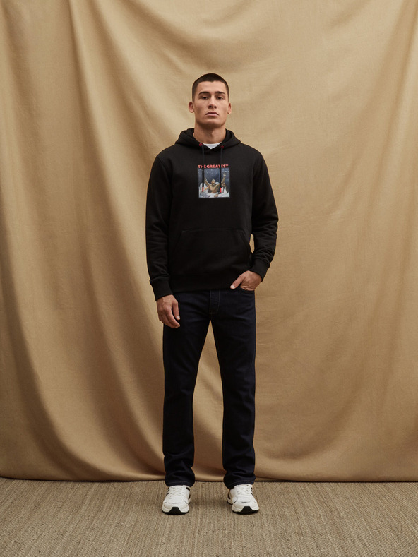 Celio Черен мъжки пуловер с качулка Celio Muhammad Ali