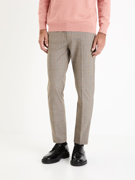Celio Бежов мъжки кариран панталон Celio Fowinter