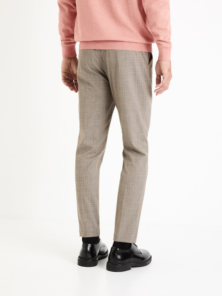 Celio Бежов мъжки кариран панталон Celio Fowinter