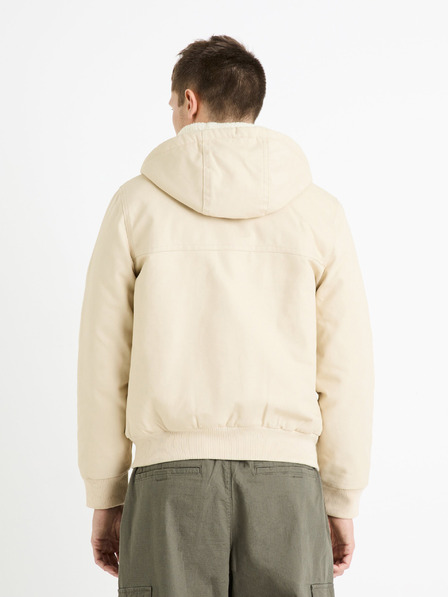 Celio Кремаво мъжко яке от изкуствена кожа Celio Fuhoodie