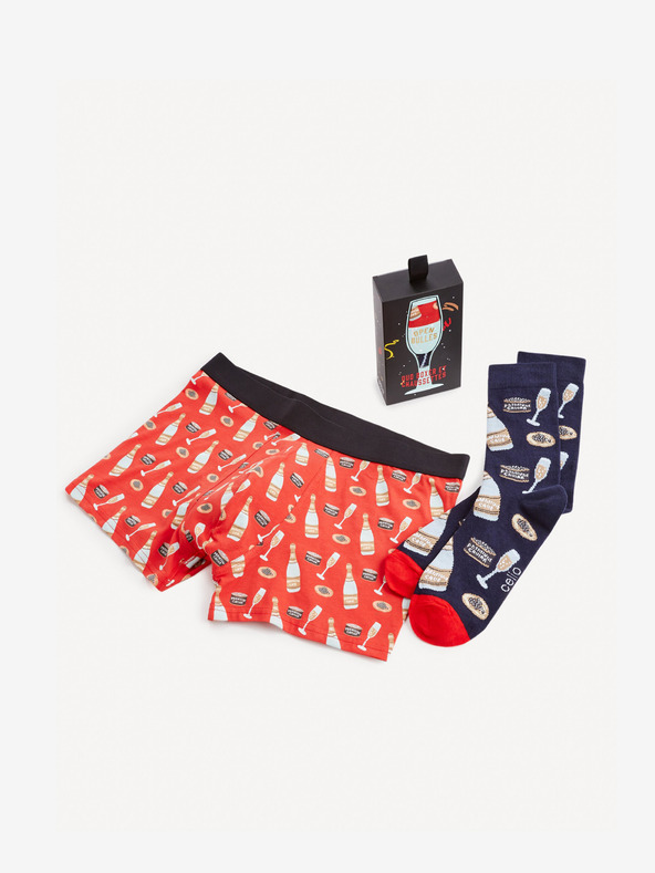 Celio Комплект боксерки и чорапи в червено и синьо от Celio