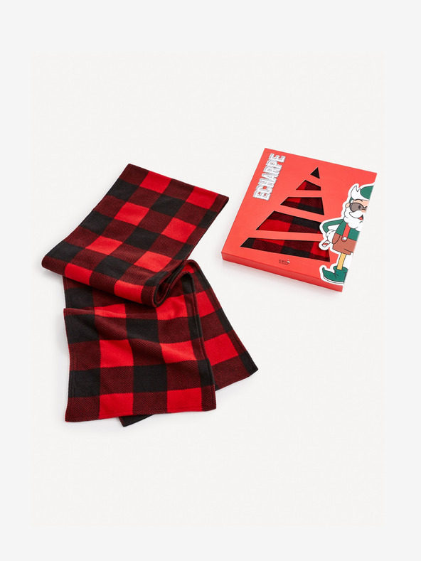 Celio Черен и червен мъжки кариран шал Celio