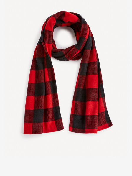 Celio Черен и червен мъжки кариран шал Celio
