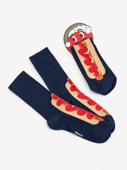 Celio Тъмно сини мъжки чорапи с шарка Celio Hot Dog