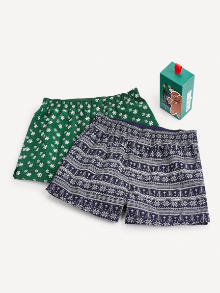 Celio Комплект от два цветни мъжки коледни панталона в подаръчен пакет Celio