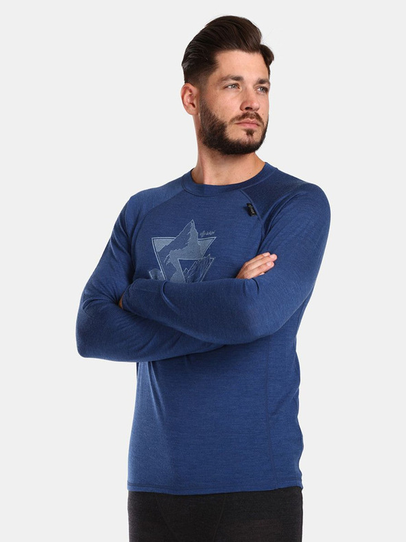 Kilpi Тъмносиня мъжка спортна риза от мериносова вълна KILPI MAVORA TOP