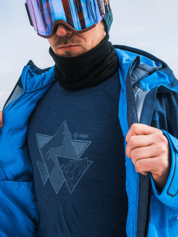 Kilpi Тъмносиня мъжка спортна риза от мериносова вълна KILPI MAVORA TOP