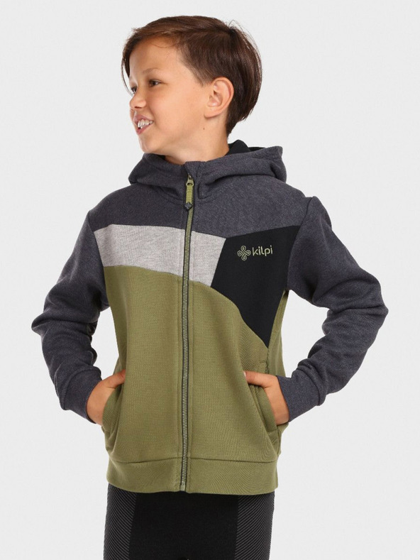 Kilpi KILPI PREDA сиво-зелена качулка с цип за момчета