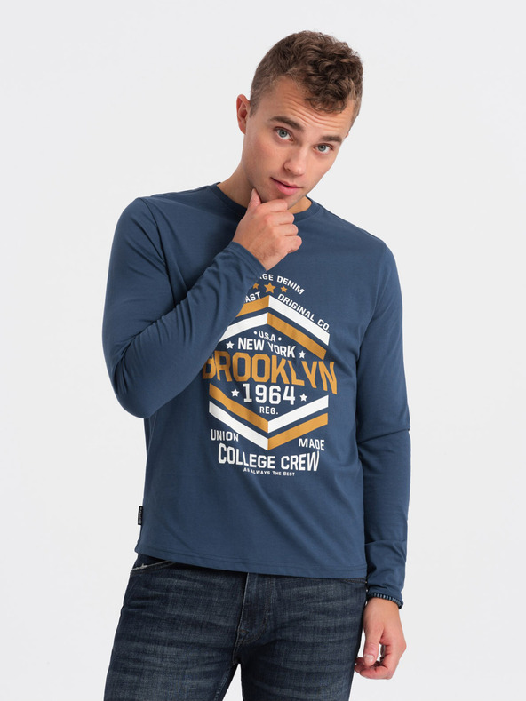 Ombre Clothing Тъмно синя мъжка тениска Ombre Clothing