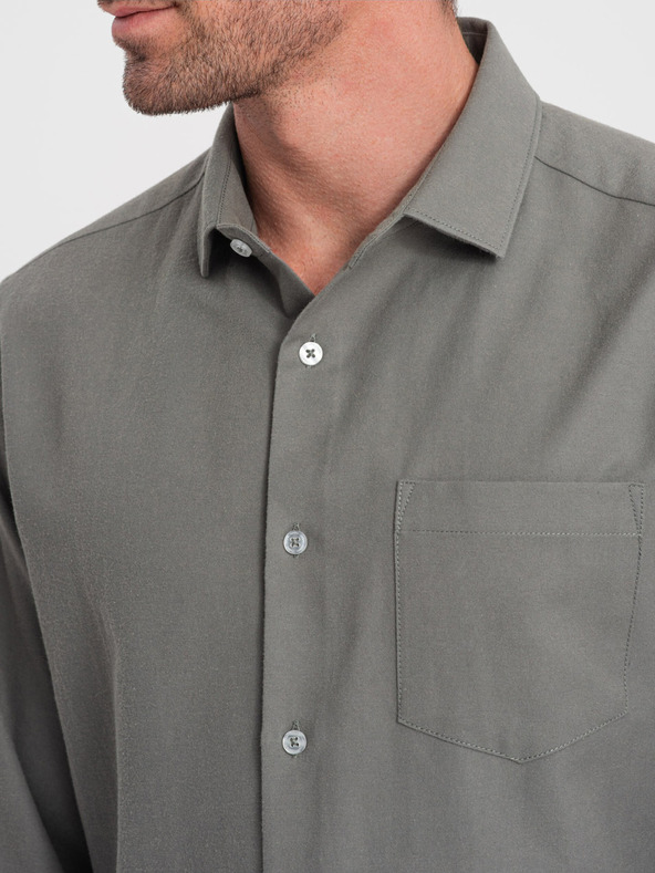 Ombre Clothing Мъжка риза Ombre Clothing в цвят каки